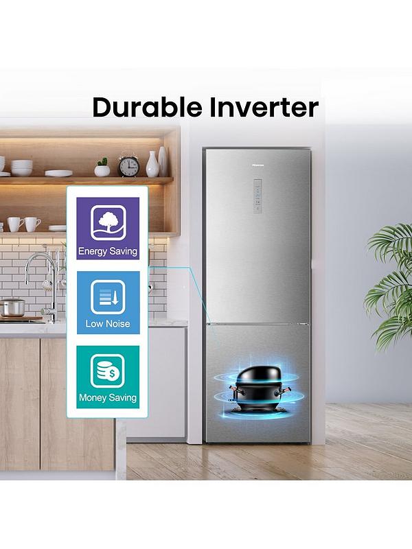 Hisense RB645N4BIE 60/40 70.4cm Wide Frost-Free Fridge Freezer - Stainless Steel - Image 5